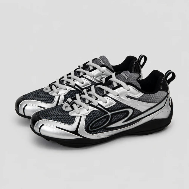 None Unit Meteor Wave Low Sneaker in meteor silver pair angled view