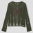 None Unit Moth Veil Distressed Knit Top in green butterfly product front view