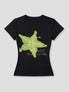 None Unit Neon Star Piercing Fitted Tee in black product front view