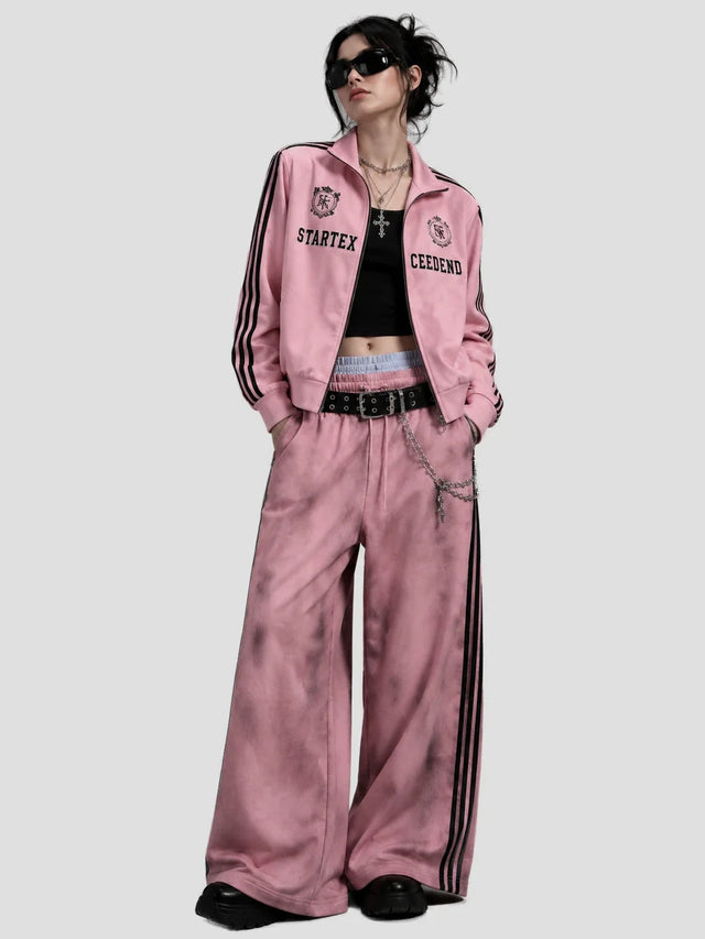 None Unit Pink Ash Track Separates in pink model full look view