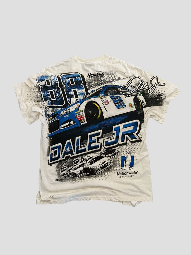 None Unit Racing 88 Distressed Tee in vintage white product back view