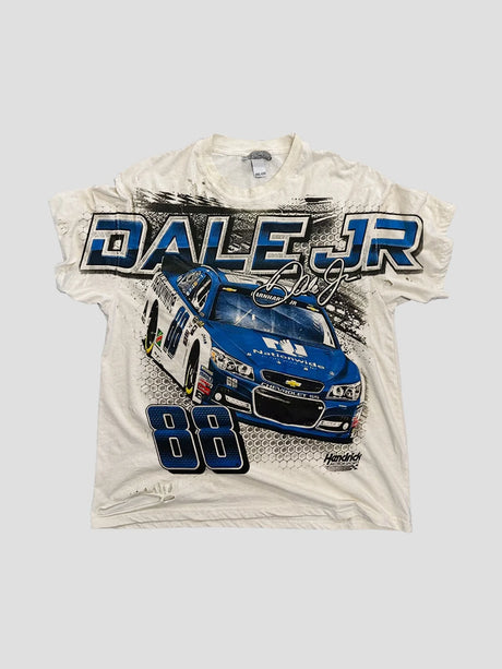 None Unit Racing 88 Distressed Tee in vintage white product front view