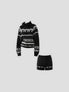 None Unit Ribbon Fairisle Knit Set in black product front view