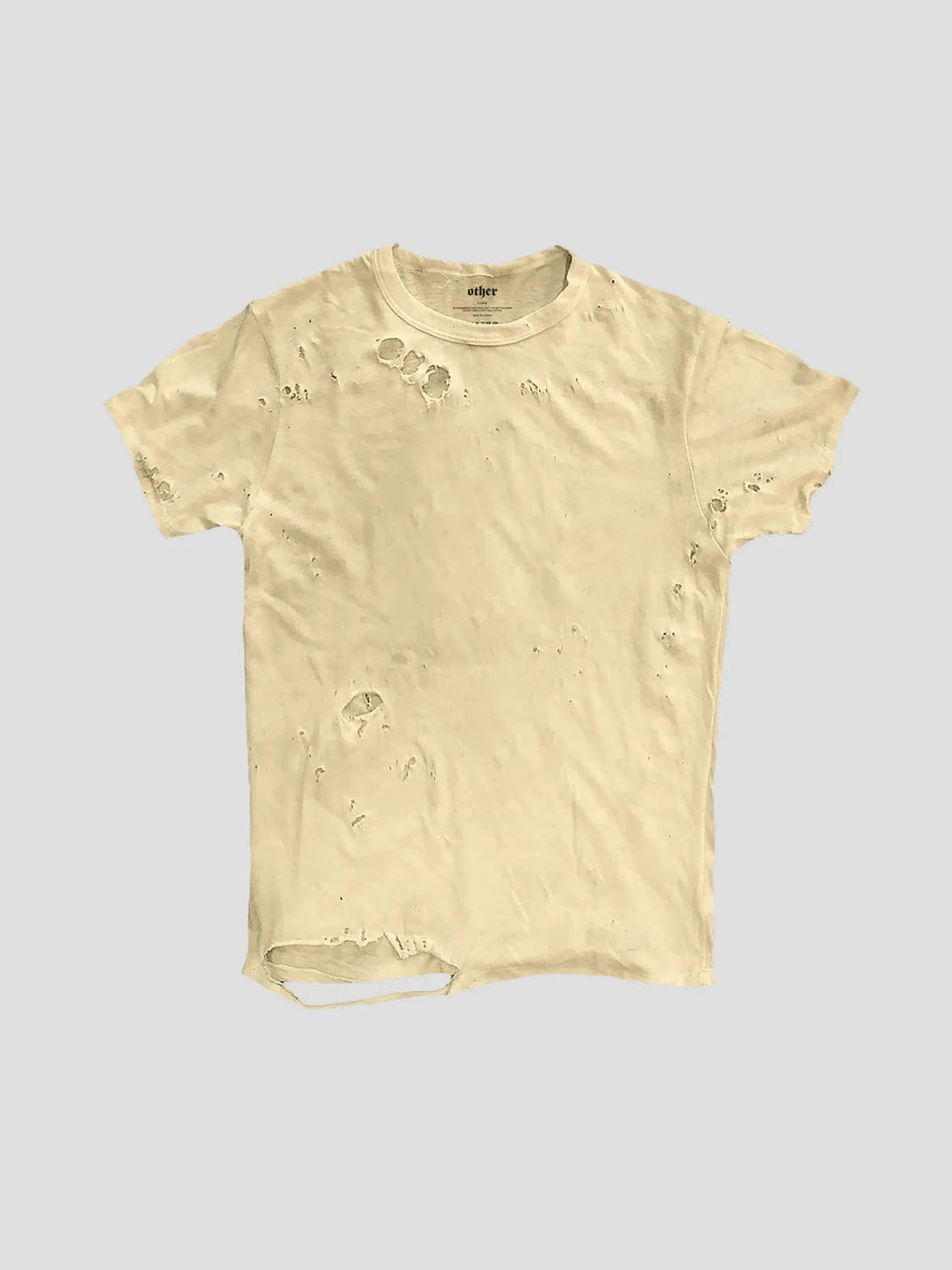 None Unit Ripped Washed Essential Tee in cream product front view