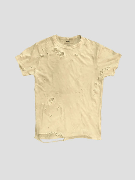 None Unit Ripped Washed Essential Tee in cream product front view