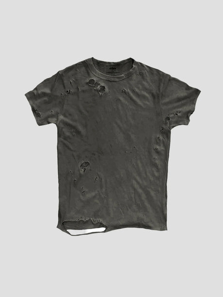 None Unit Ripped Washed Essential Tee in iron gray product front view