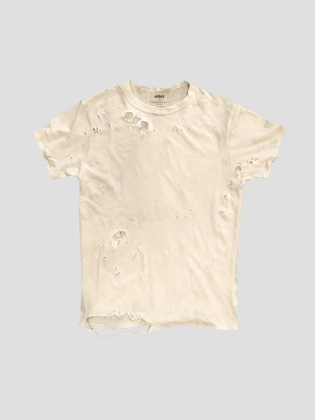 None Unit Ripped Washed Essential Tee in off white product front view