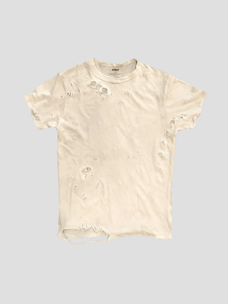 None Unit Ripped Washed Essential Tee in off white product front view