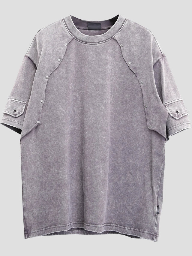 None Unit Rivet Assembly Washed Tee in washed gray product front view