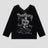 None Unit Rivet V-Neck Graphic Long-Sleeve Tee in black product front view