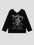 None Unit Rivet V-Neck Graphic Long-Sleeve Tee in black product front view