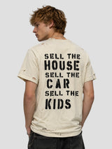 None Unit Rock Collage Distressed Graphic Tee in vintage white male model back view
