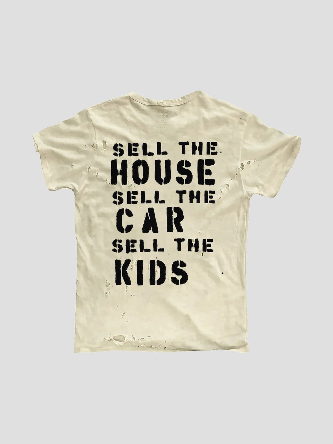 None Unit Rock Collage Distressed Graphic Tee in vintage white product back view