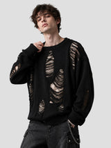 None Unit Rupture Knit Oversized Sweater in black model front view