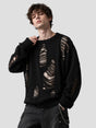 None Unit Rupture Knit Oversized Sweater in black model front view