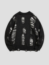 None Unit Rupture Knit Oversized Sweater in black product back view