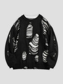 None Unit Rupture Knit Oversized Sweater in black product front view
