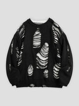 None Unit Rupture Knit Oversized Sweater in black product front view