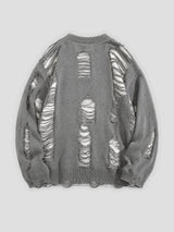 None Unit Rupture Knit Oversized Sweater in gray product back view