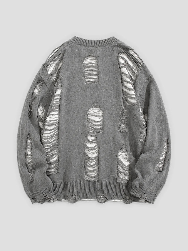 None Unit Rupture Knit Oversized Sweater in gray product back view