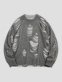 None Unit Rupture Knit Oversized Sweater in gray product front view