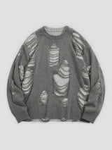 None Unit Rupture Knit Oversized Sweater in gray product front view