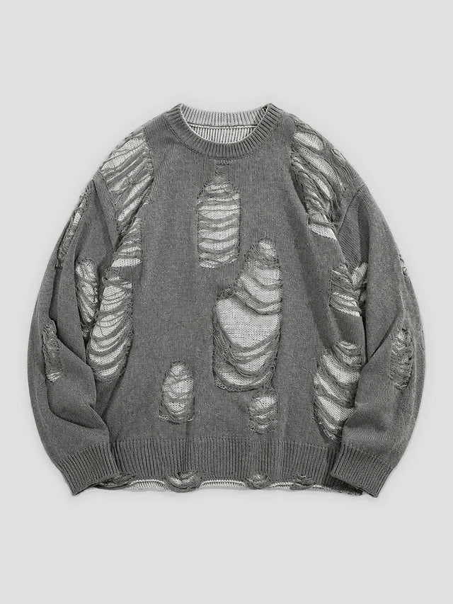 None Unit Rupture Knit Oversized Sweater in gray product front view