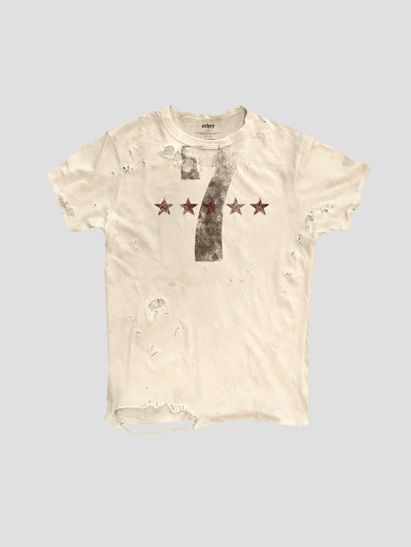 None Unit Seven Star Distressed Tee in white product front view