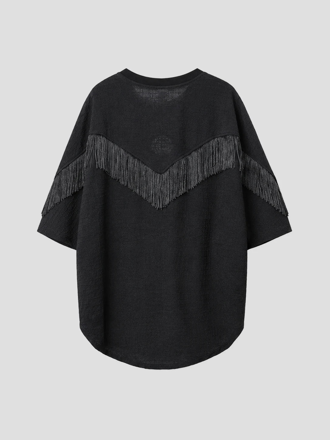 None Unit Shadow Fringe Oversized Tee in black product back view