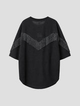 None Unit Shadow Fringe Oversized Tee in black product back view