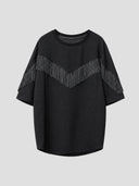 None Unit Shadow Fringe Oversized Tee in black product front view