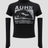 None Unit Signal cropped sleeve top in black product front view