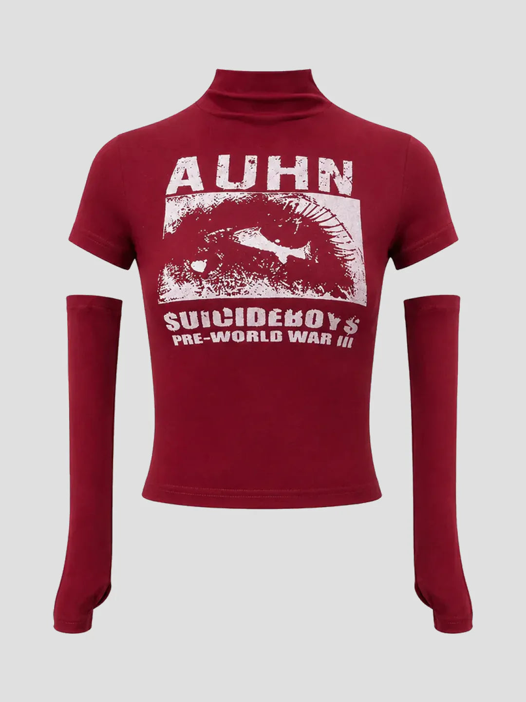 None Unit Signal cropped sleeve top in red product front view