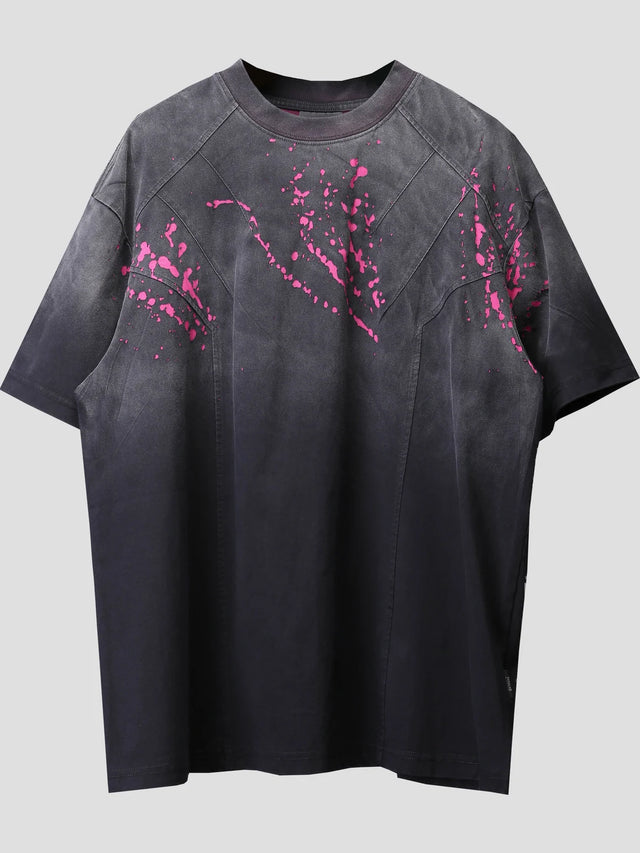 None Unit Signal Splatter Washed Tee in washed black product front view