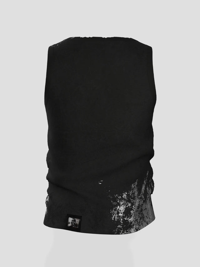 None Unit Silver Cross Washed Slim Tank in black product back view