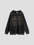 None Unit Skeleton Cutout Washed Hoodie in washed black product front view