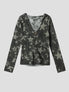 None Unit Star Camo V-neck Hooded Top in green product front view