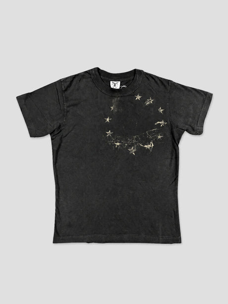 None Unit Star Relic Washed Graphic Tee in washed black product front view