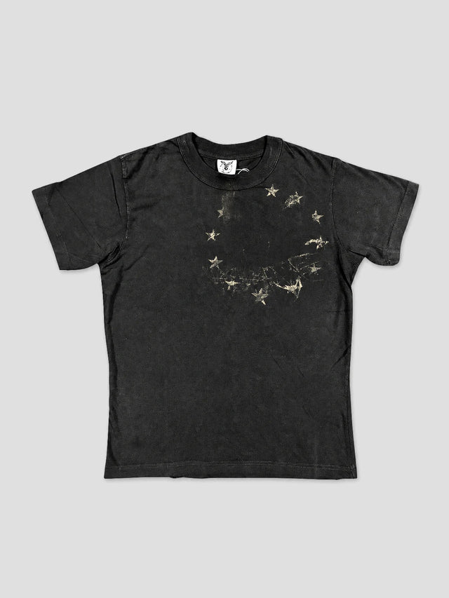 None Unit Star Relic Washed Graphic Tee in washed black product front view