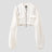 None Unit Star Zip Cropped Bomber Jacket in white product front view