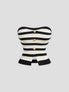 None Unit Stripe Button Tube Knit Top in black and ivory product front view