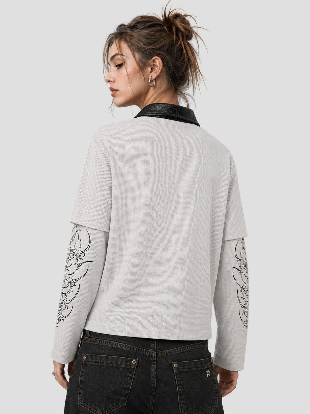 None Unit Thorn Verse Layered Polo in apricot female model back view