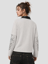 None Unit Thorn Verse Layered Polo in apricot female model back view