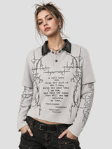 None Unit Thorn Verse Layered Polo in apricot female model front view