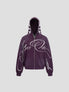 None Unit Tribal Script Zip Hoodie in deep purple product front view