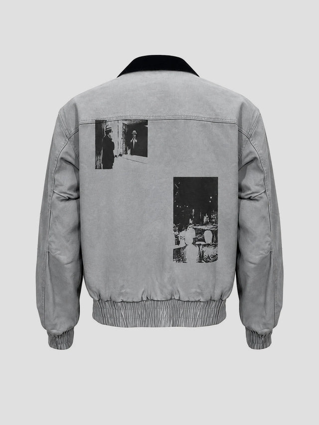 None Unit Washed Archive Canvas Jacket in light blue product back view