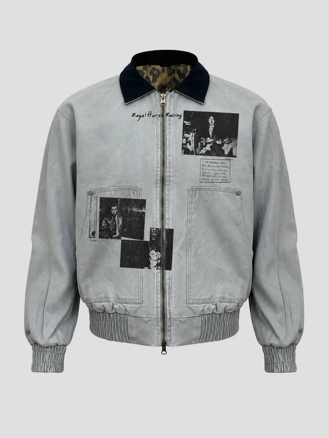 None Unit Washed Archive Canvas Jacket in light blue product front view