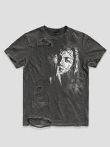 None Unit Frayed Portrait Washed Tee in gray product front view