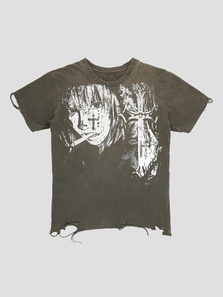 None Unit Wraith Panel Distressed Tee in iron gray product front view