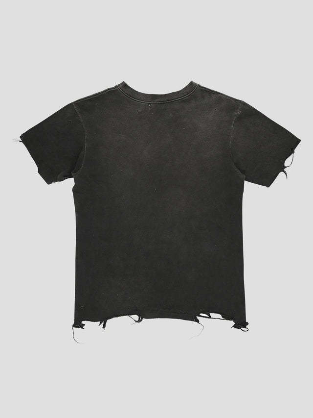 None Unit Wraith Panel Distressed Tee in washed black product back view